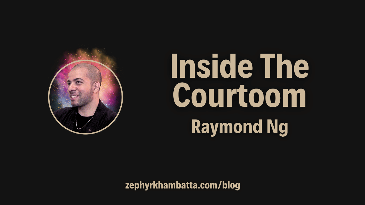 Black and gold blog image with the words “Inside the Courtroom” and “The Raymond Ng Trial” for a court report on the Raymond Ng trial.