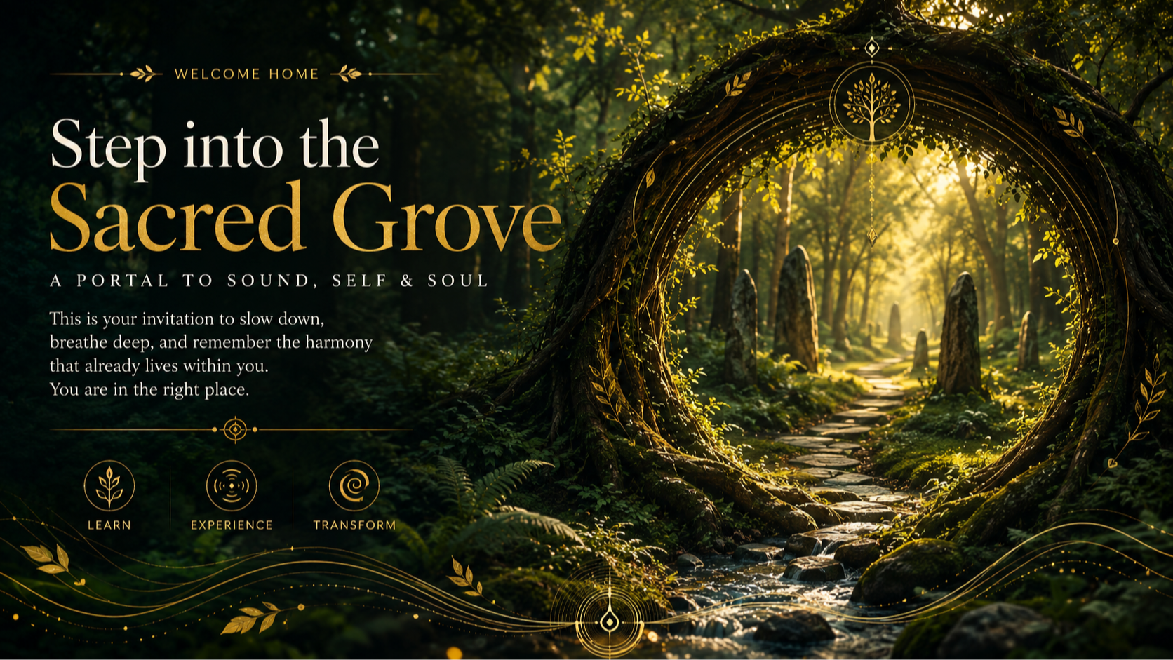 Sacred grove sound healing artwork for The Mind Orchestra