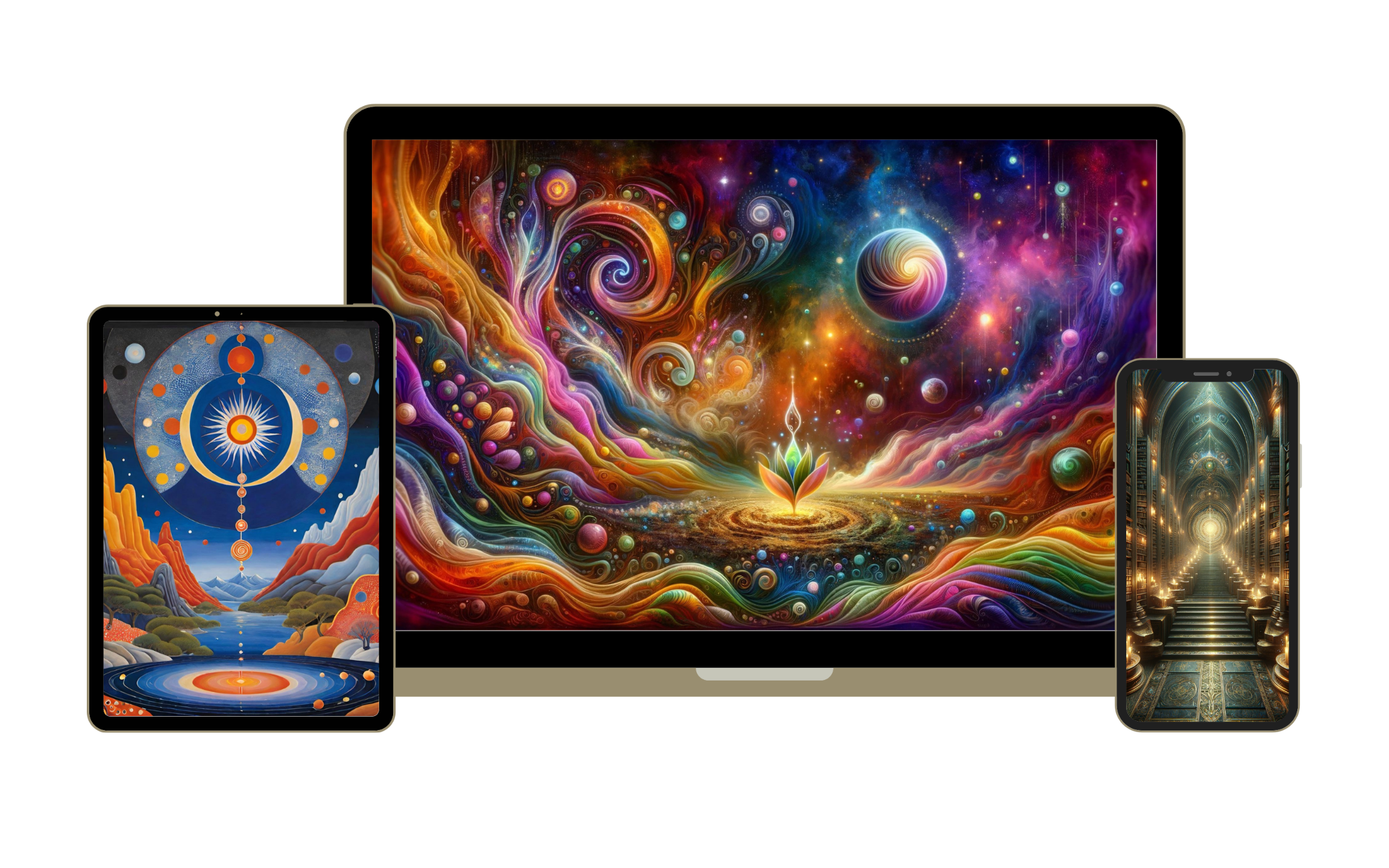 Free seven day mantra practice from The Mind Orchestra displayed on tablet