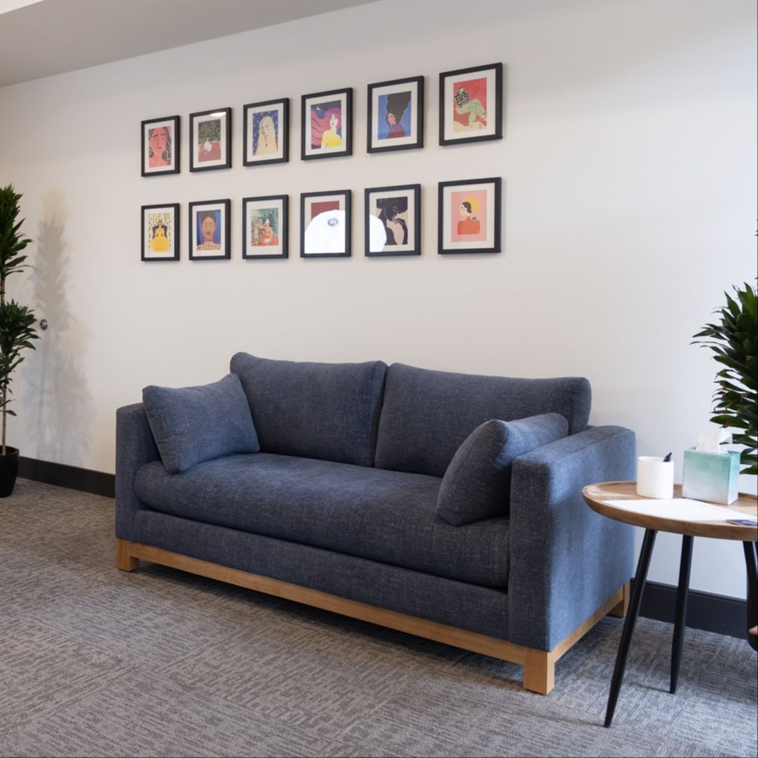 Mental health therapy room and couch