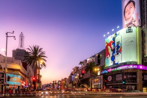Vibrant Sunset Over Hollywood Boulevard: A Captivating Cityscape