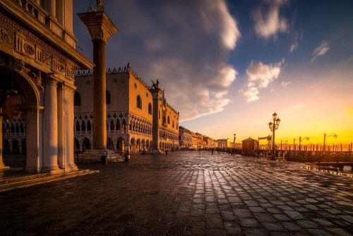 Stunning Golden Sunrise Over St. Mark's Square in Venice