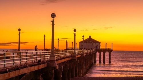 Golden Sunset at Manhattan Beach Pier: A Coastal Gem