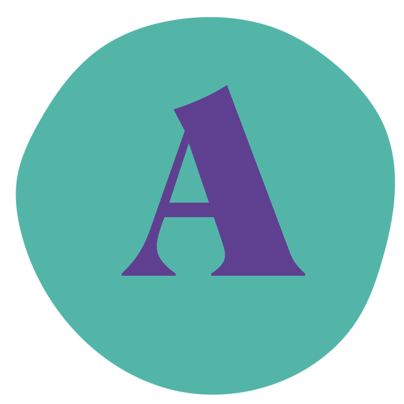 Capital letter A in green circle