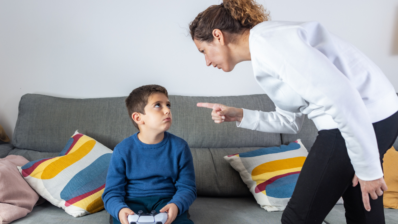 Mother yelling at her kid