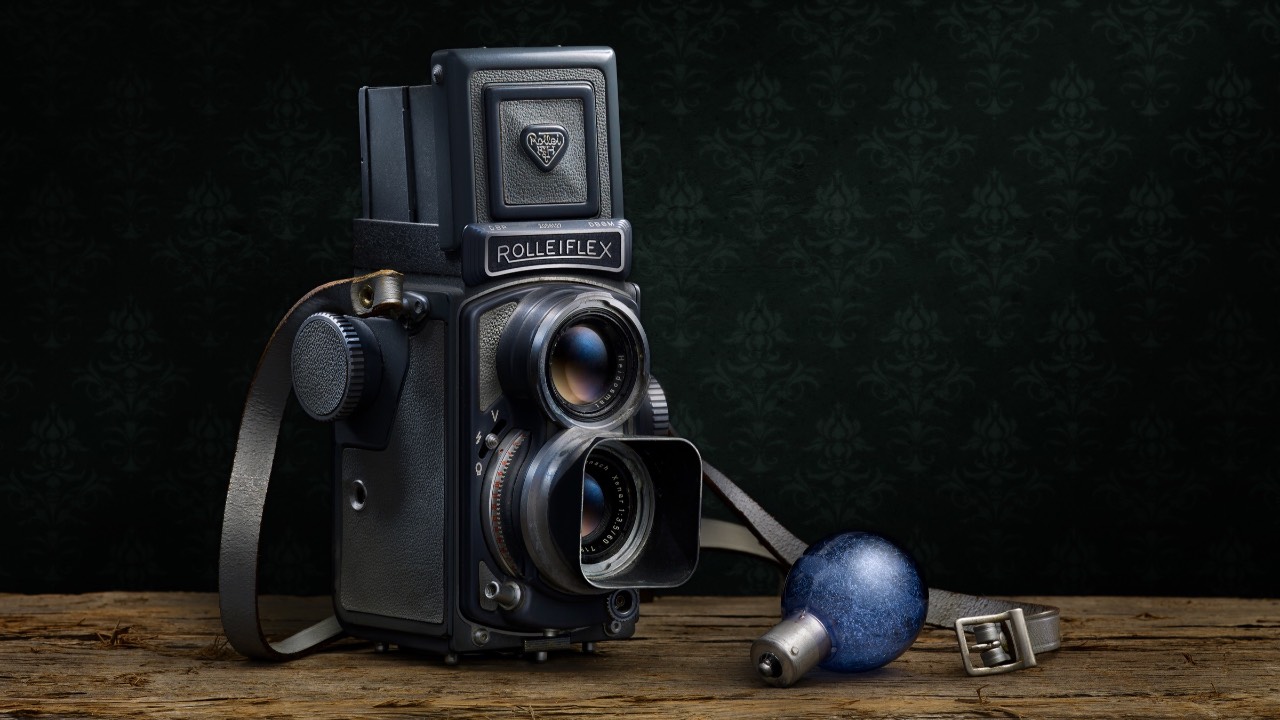 Baby Rolleiflex, light painted photograph by Harold Ross