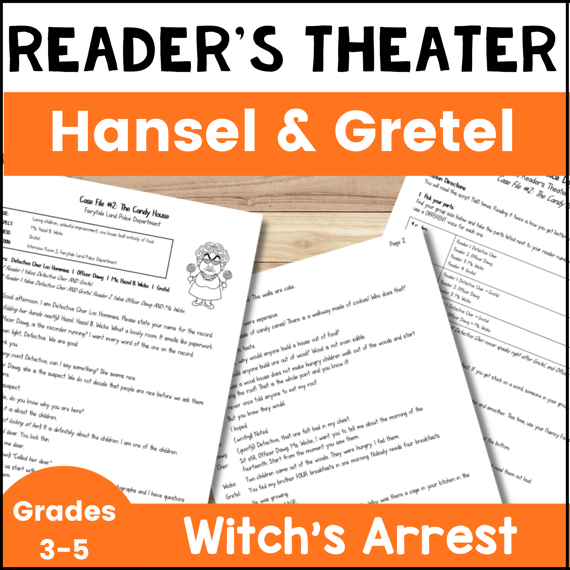 Hansel and Gretel Witch's Arrest reader's theater script cover, grades 3 to 5