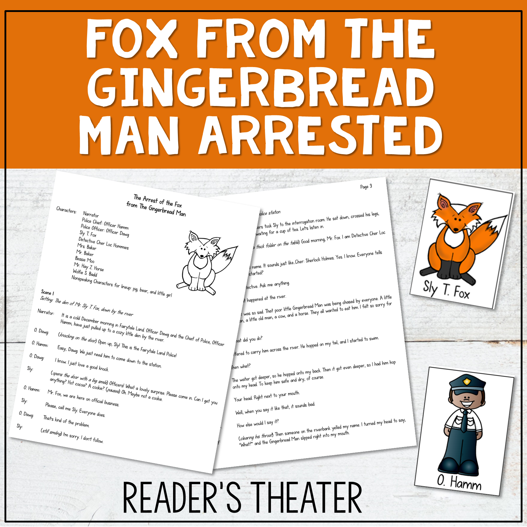 The Arrest of the Fox Gingerbread Man reader's theater cover, grades 3 to 5