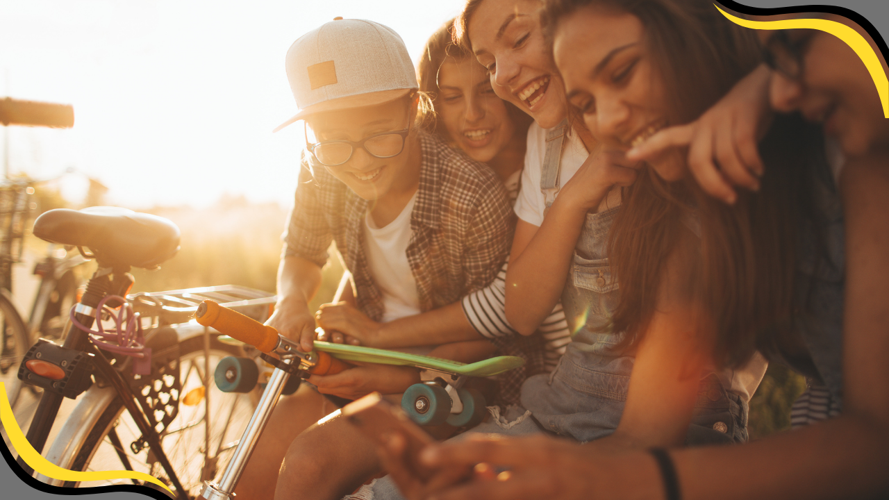 teens in summer on their phones