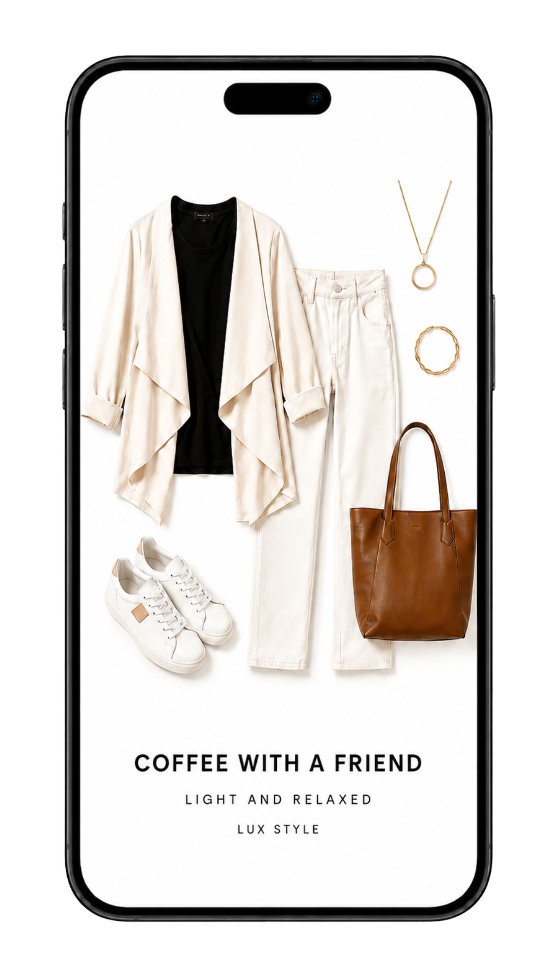 Coffee With A Friend outfit styled by the LUX AI Stylist
