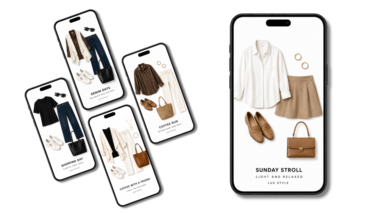 The LUX AI Stylist shown on a tablet and phone