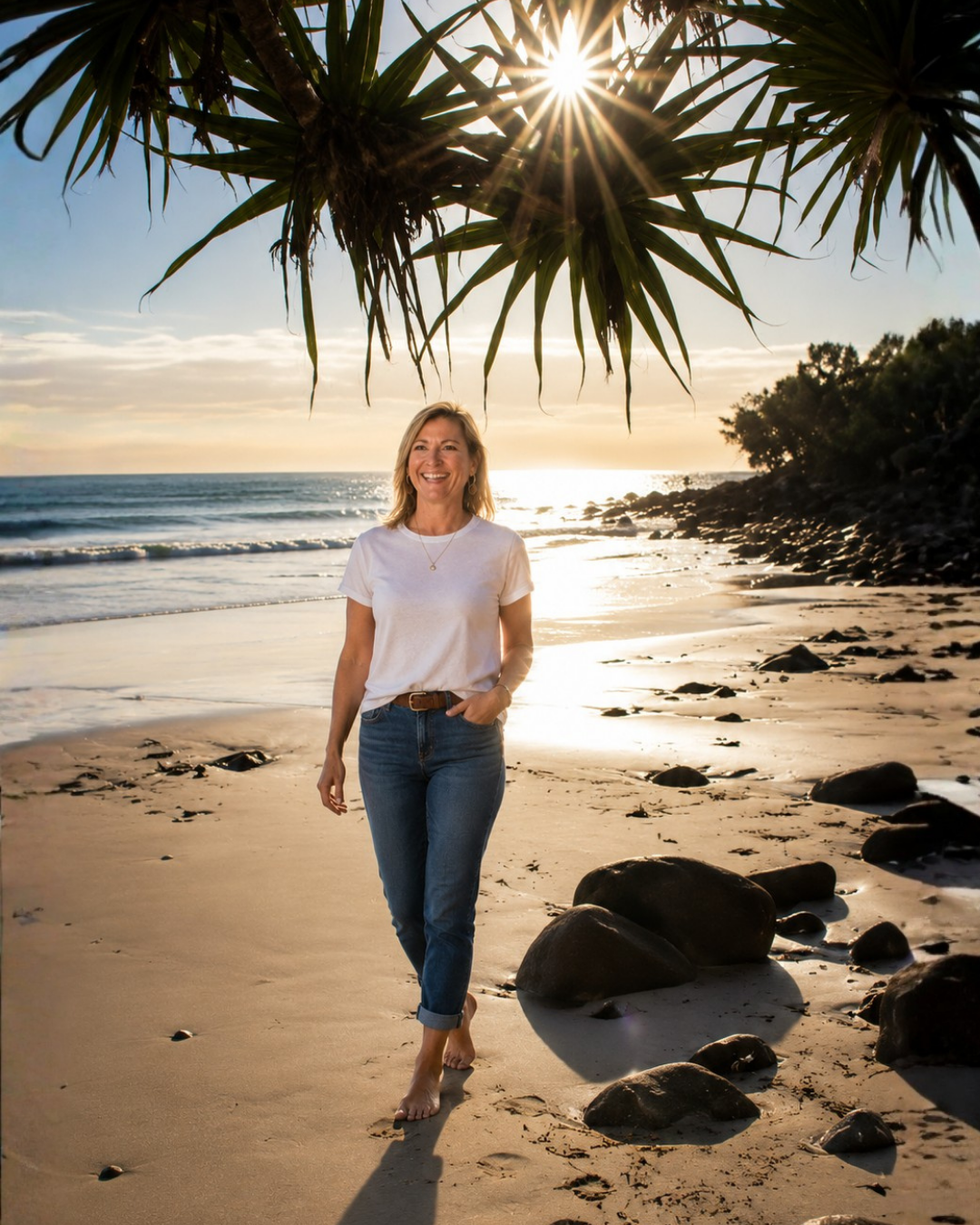 Heather at the beach in Yamba, New South Wales