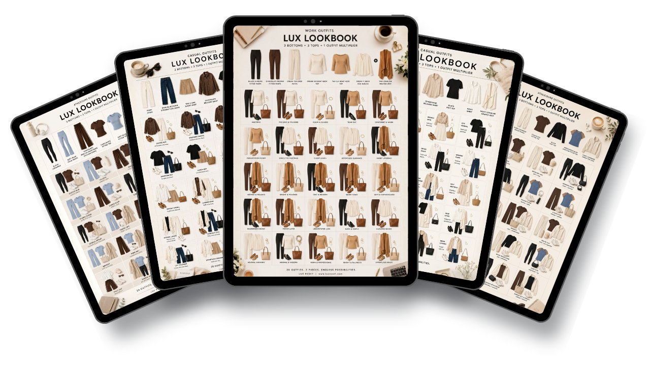 The LUX LOOKBOOK Starter Kit shown on a fanned set of tablets