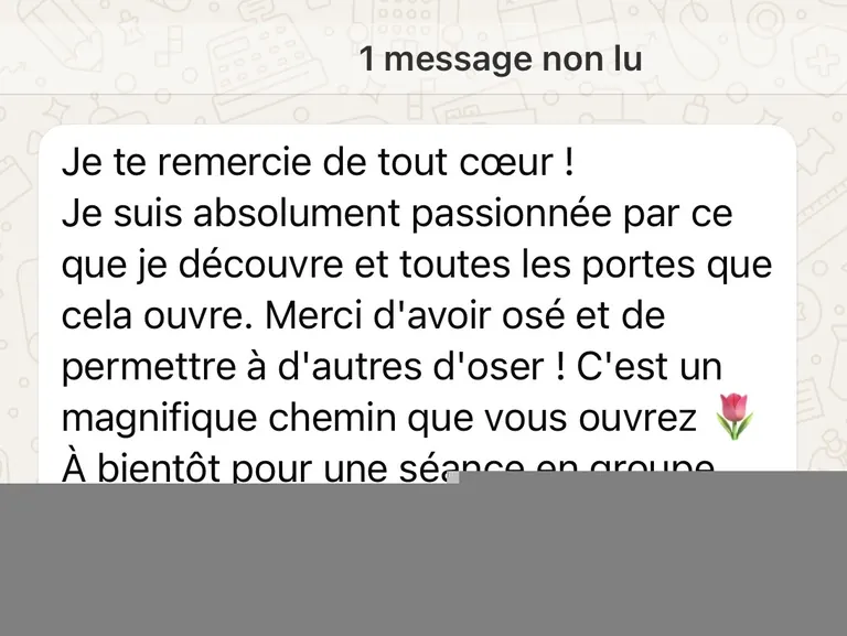 Message de Charline reçu pendant la formation