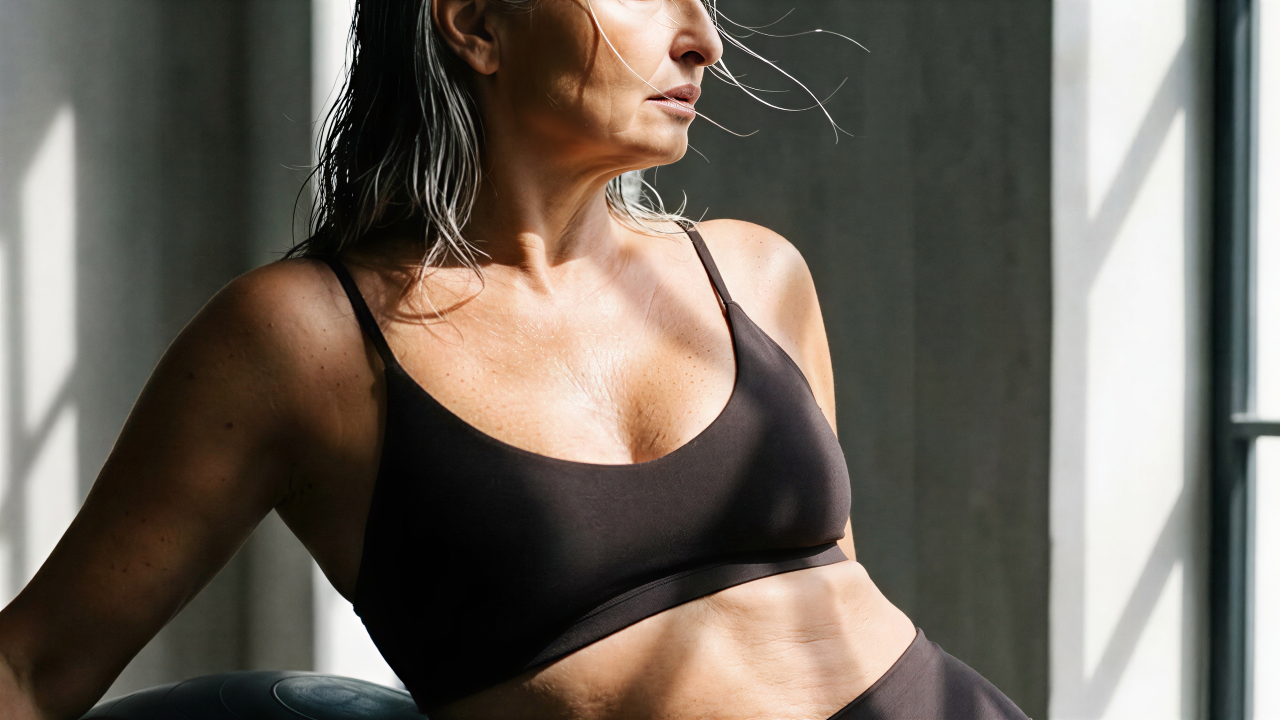 Woman in workout clothes doing strength training for stronger bones and joints over 50