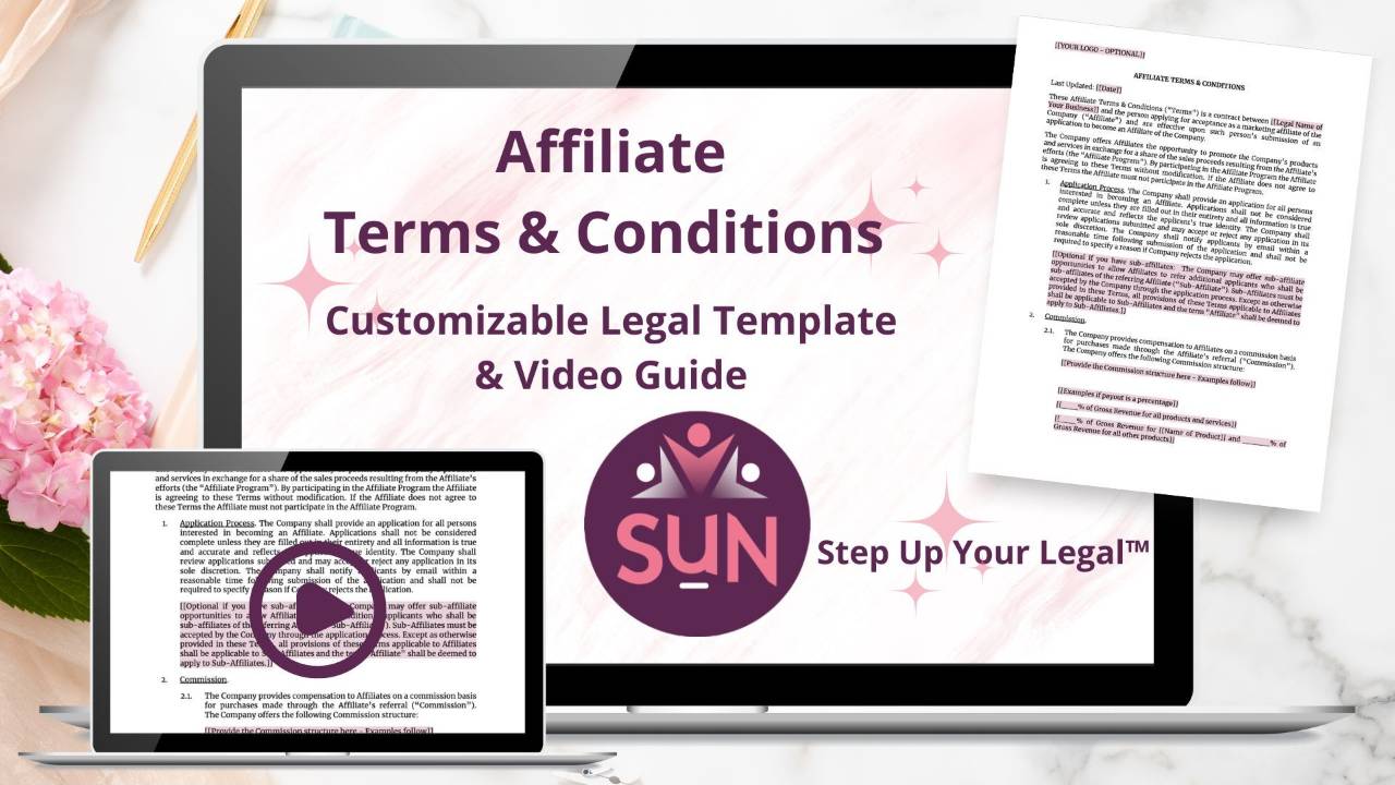 Affiliate Terms Conditions Customizable Contract Template
