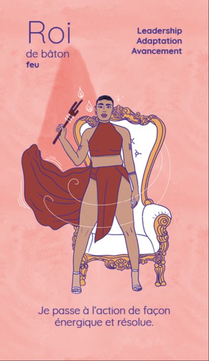 Roi baton tarot reflet