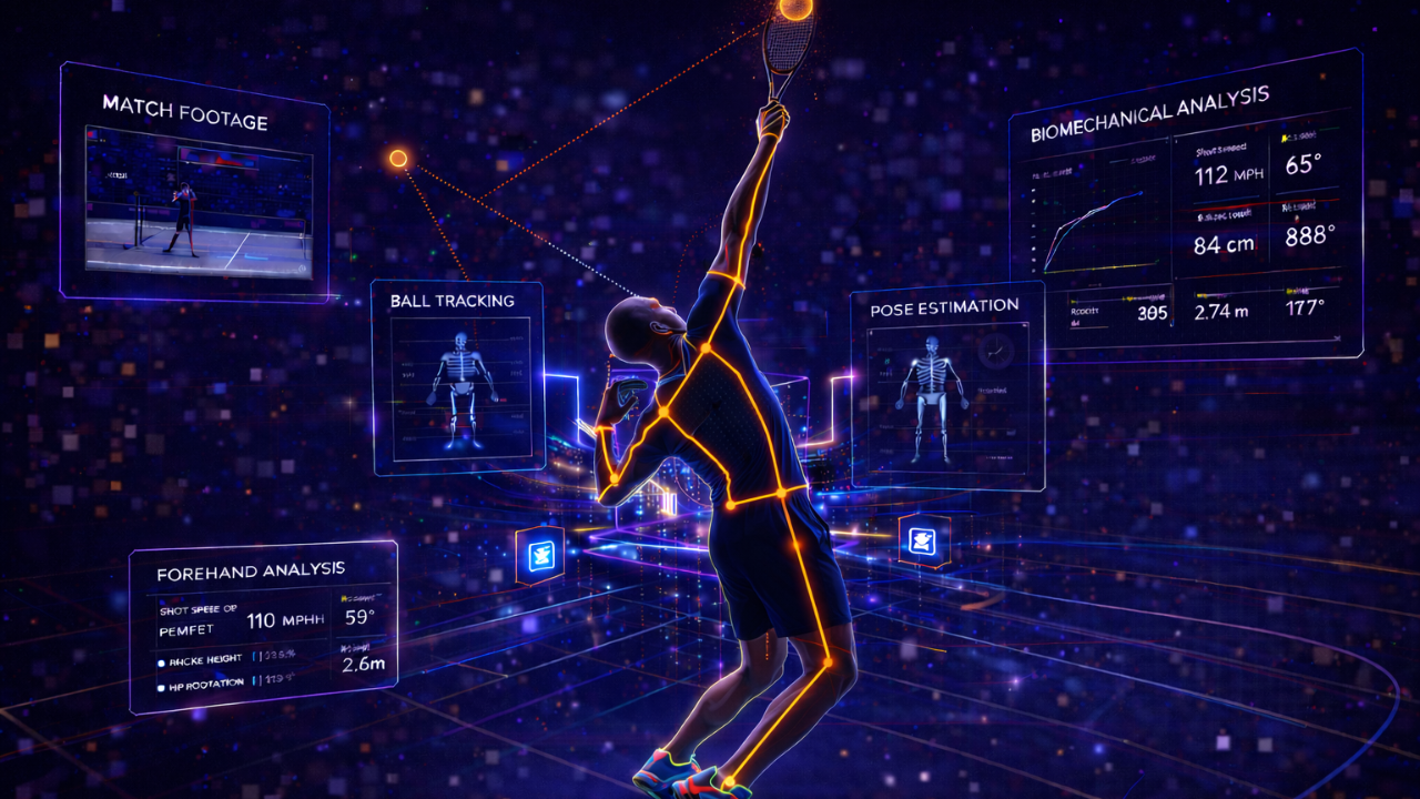 Computer Vision for Competitive Tennis: A 33-Point Pose Pipeline That Runs on a Laptop