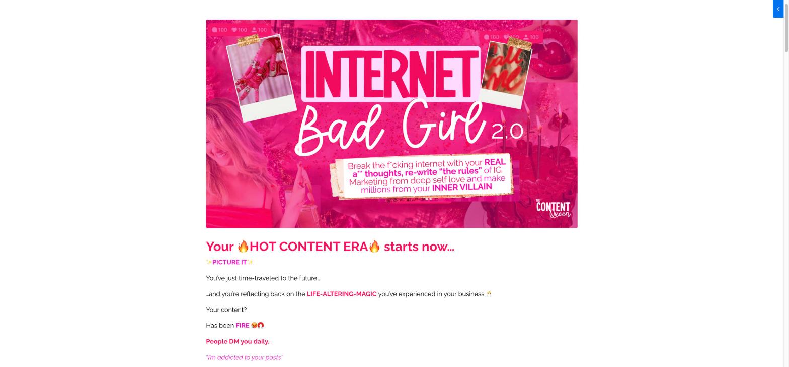 Sales page before