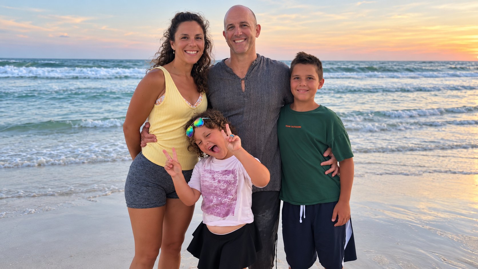 Family sunset on the beach