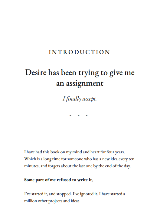 The first page of the introduction to The Desire Experiment