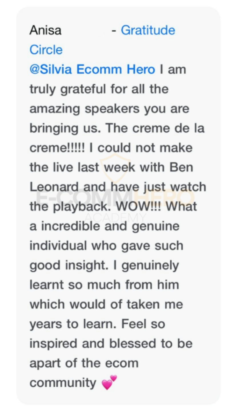 Student testimonial