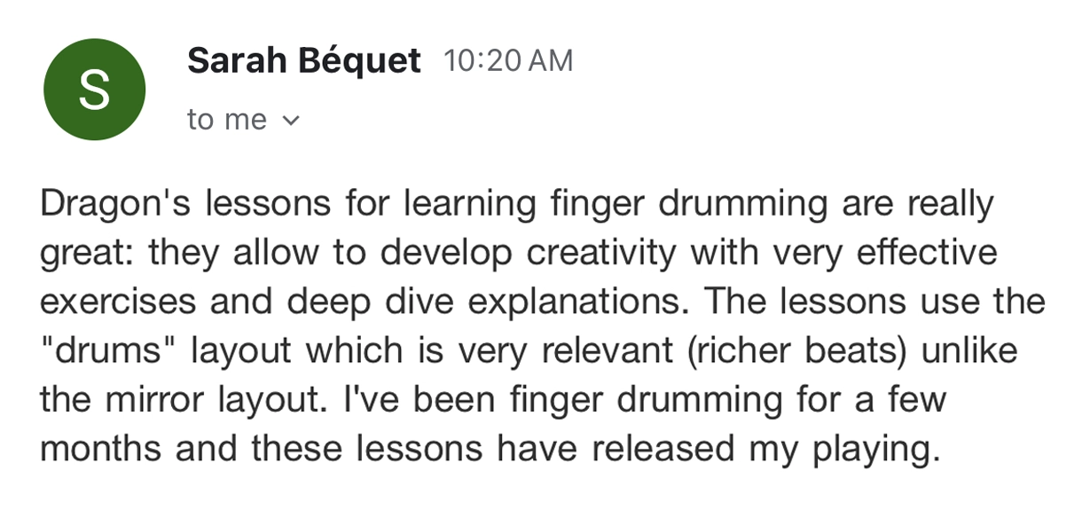 Dragon Finger Drums Testimonial