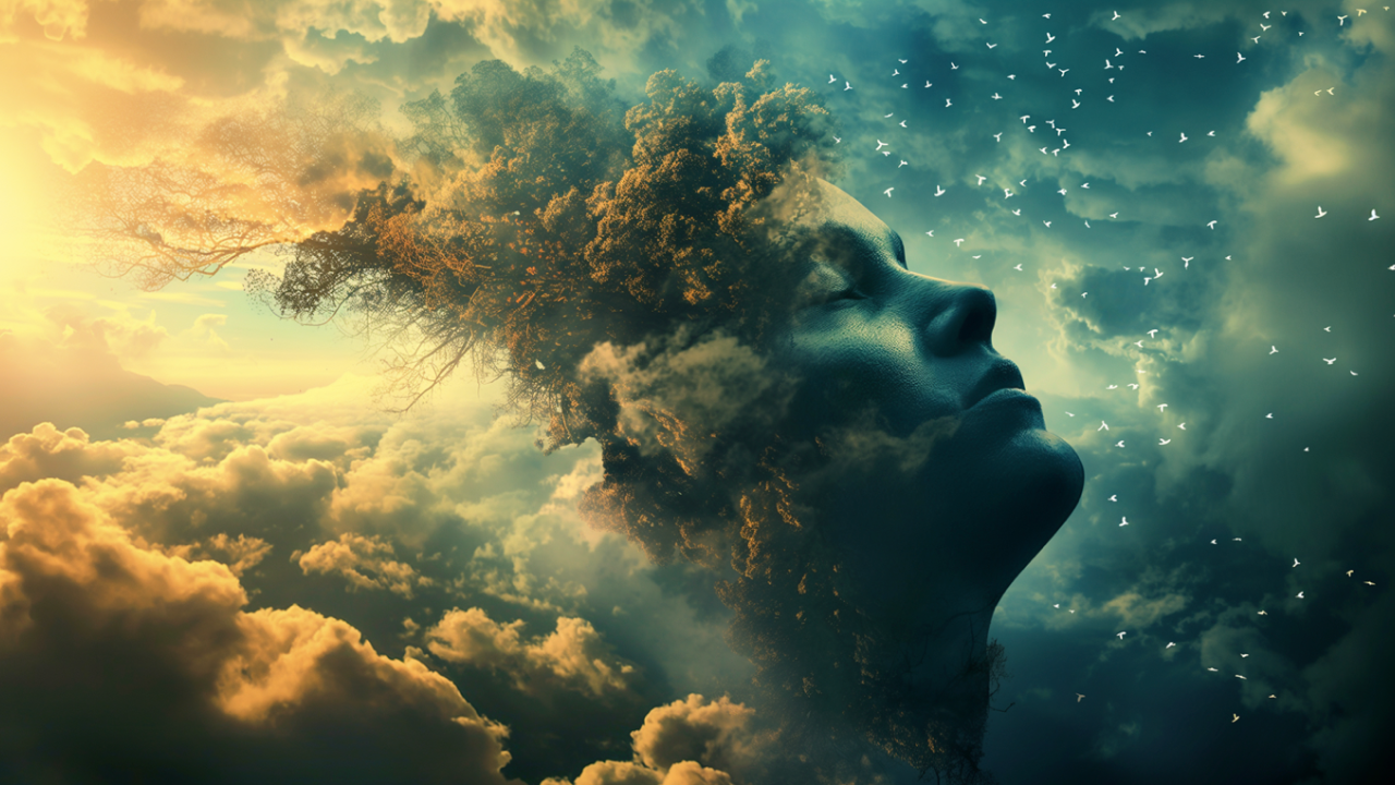 A symbolic illustration of the mind awakening to a broader perception of reality.