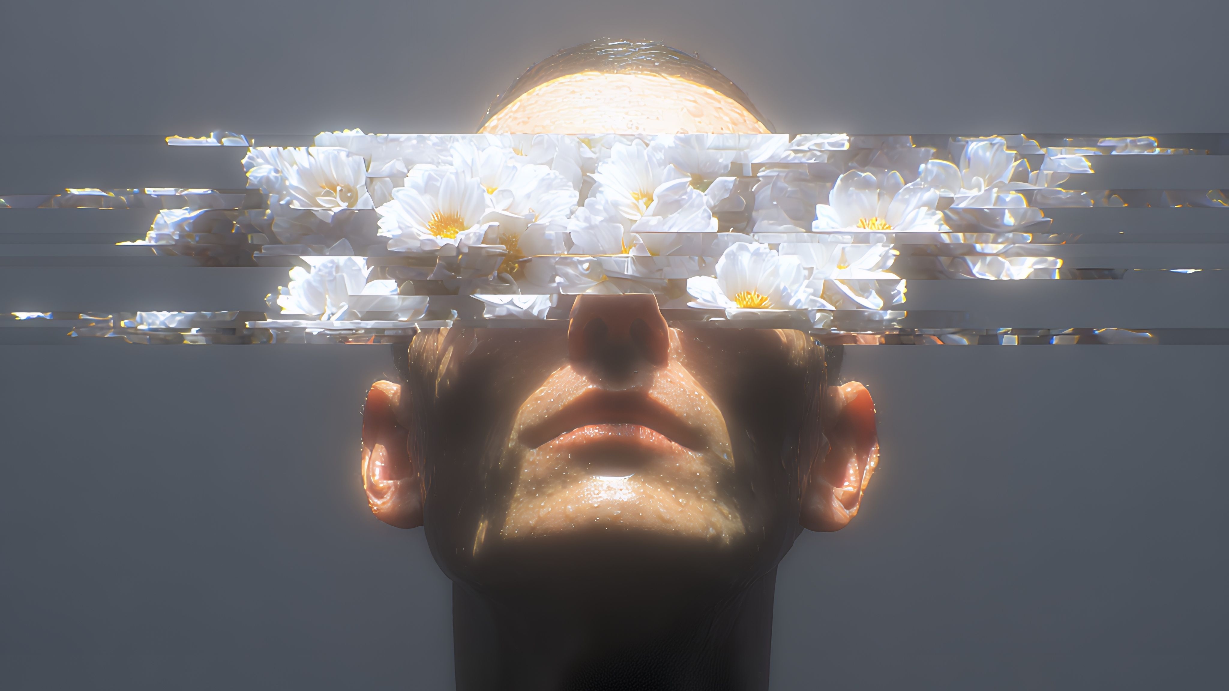 A man's face covered 