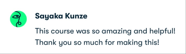 Student testimonial screenshot