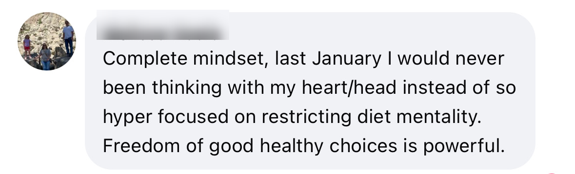 Client post: freedom of good healthy choices