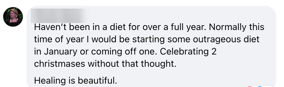 Client post: celebrating 2 Christmases without dieting