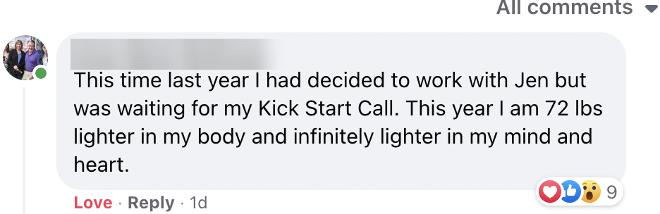 Client post: 72 lbs lighter in my body and infinitely lighter in my mind and heart