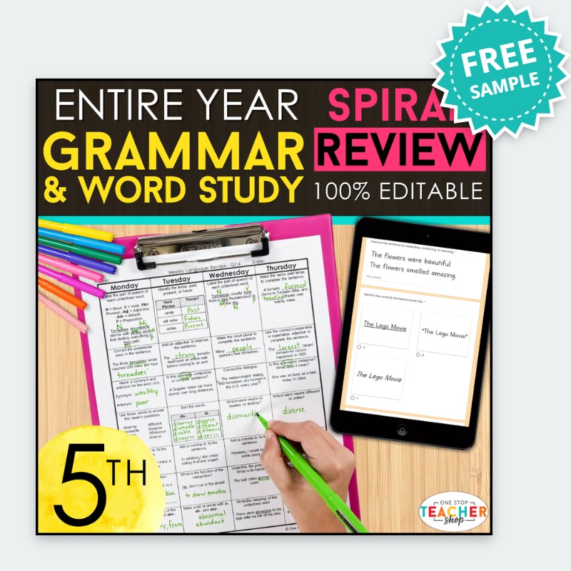 5th Grade Grammar Spiral Review