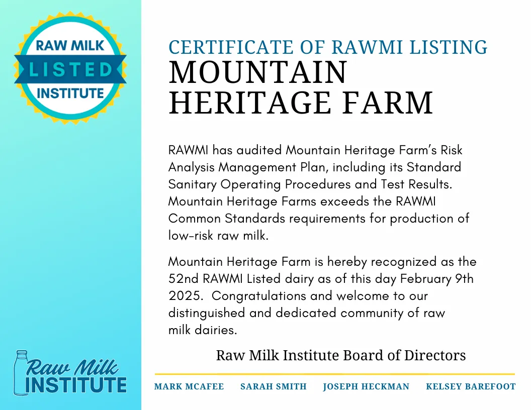 RAWMI listed — Mountain Heritage Farm