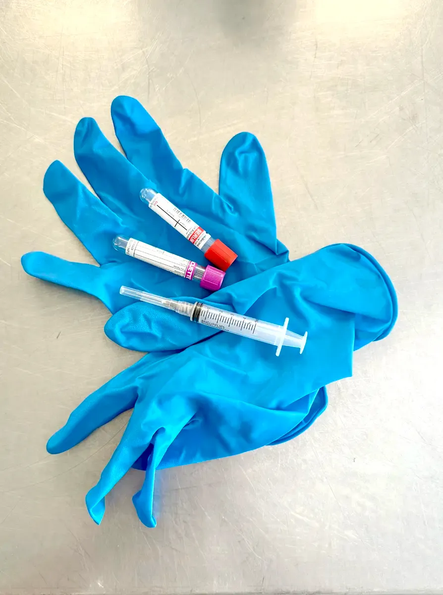 Blood collection supplies at Mountain Heritage Farm used for Dexter bull disease testing panel