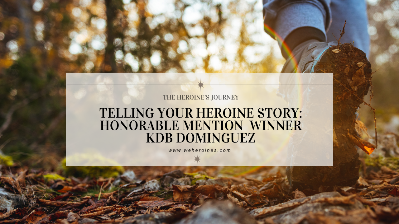 Heroine walking through the woods