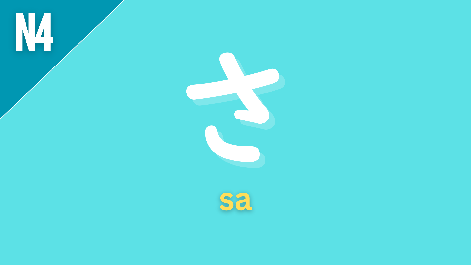 Japanese suffix “〜さ” (sa) labeled N4 on a teal background, used to turn adjectives into nouns expressing degree or quality (like “-ness” or “-ity”).