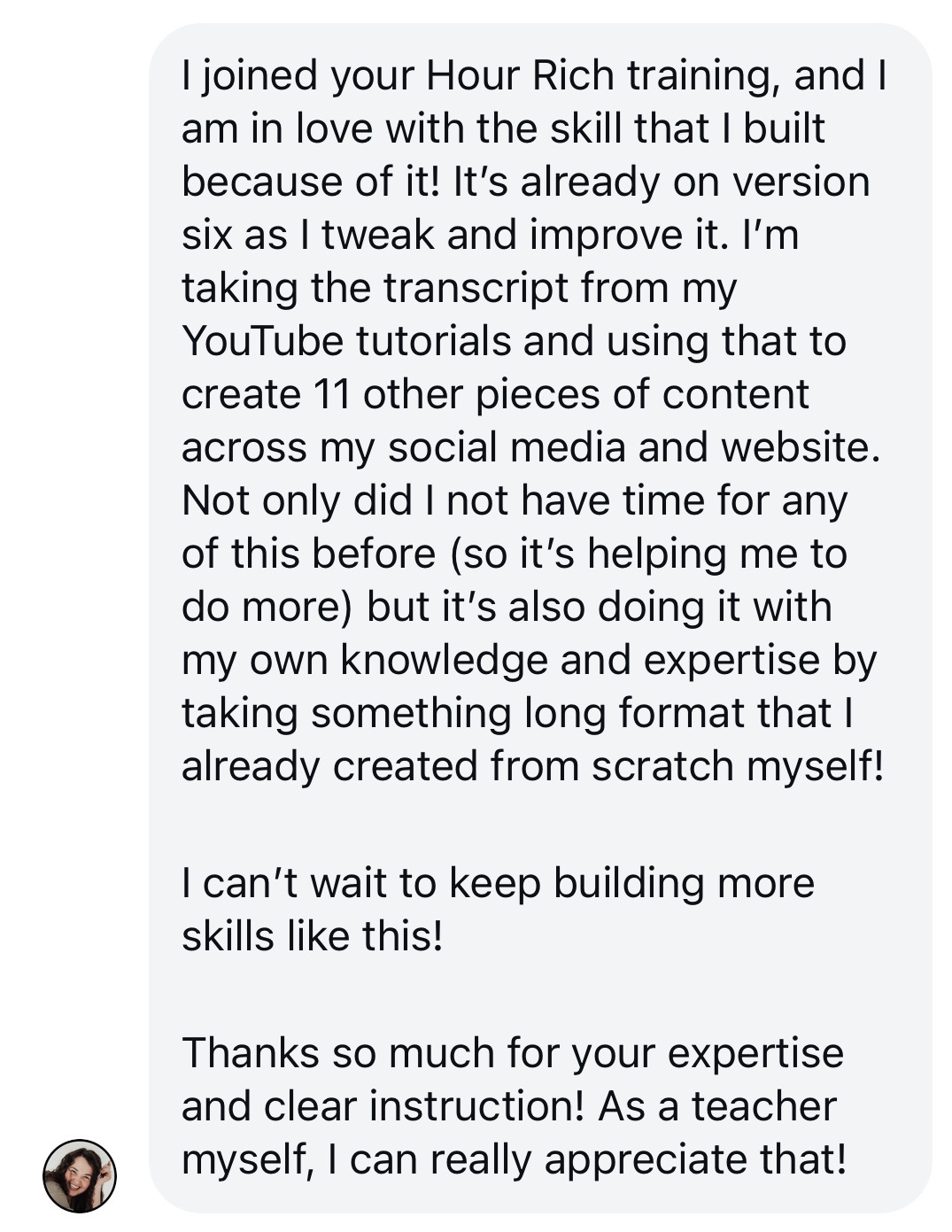 Hour Rich testimonial