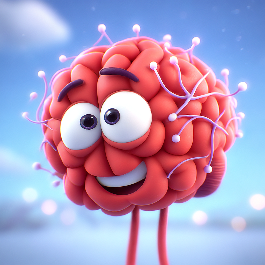3D cartoon brain with neural links