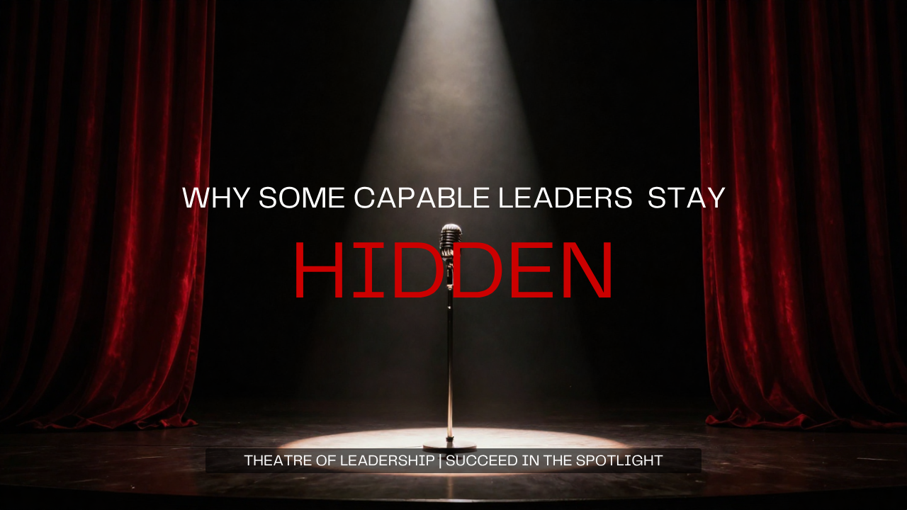 the spotlight waiting for a leader to communicate and inspire others