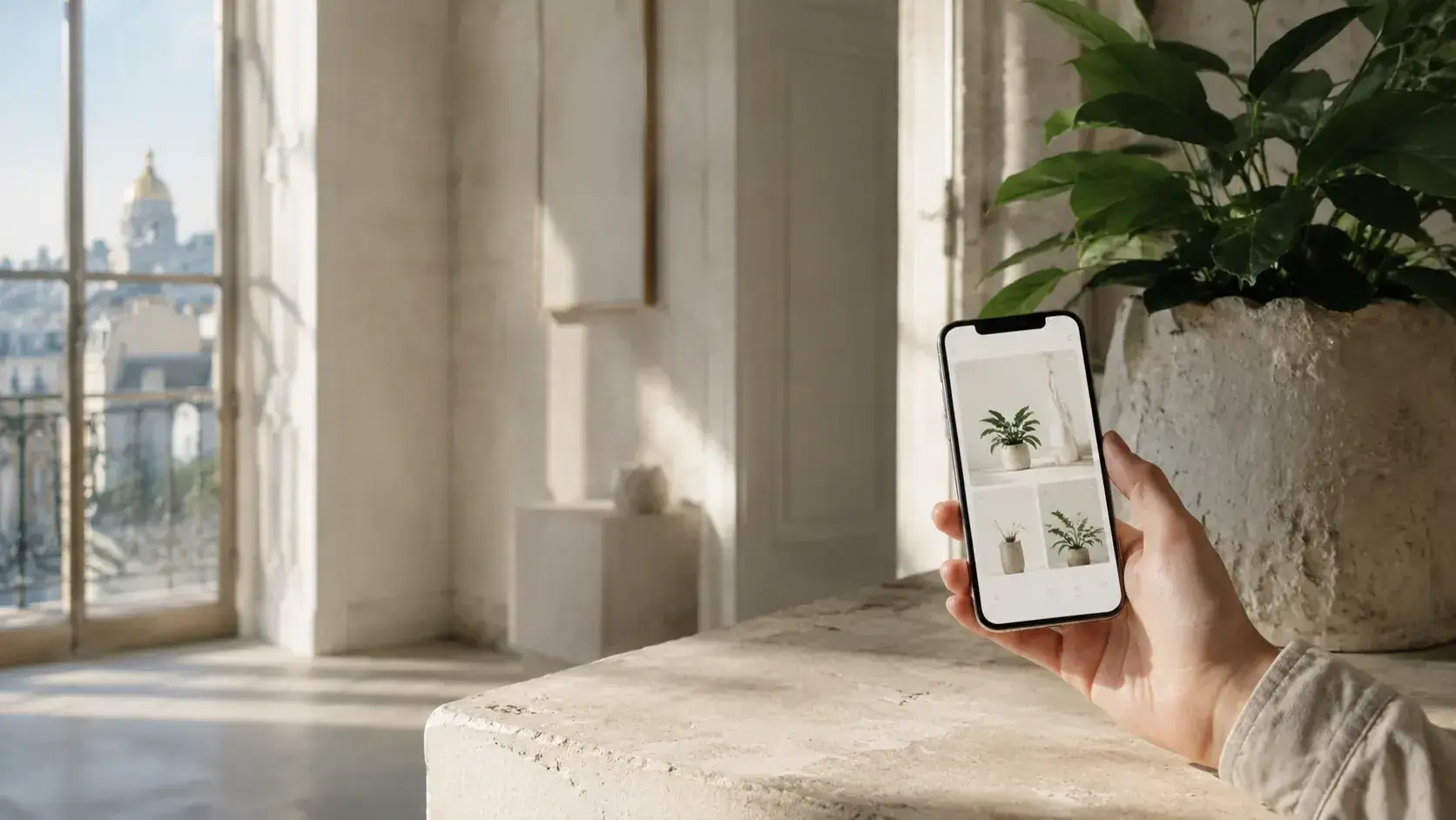 Plante et téléphone, illustration de la mission Amargi