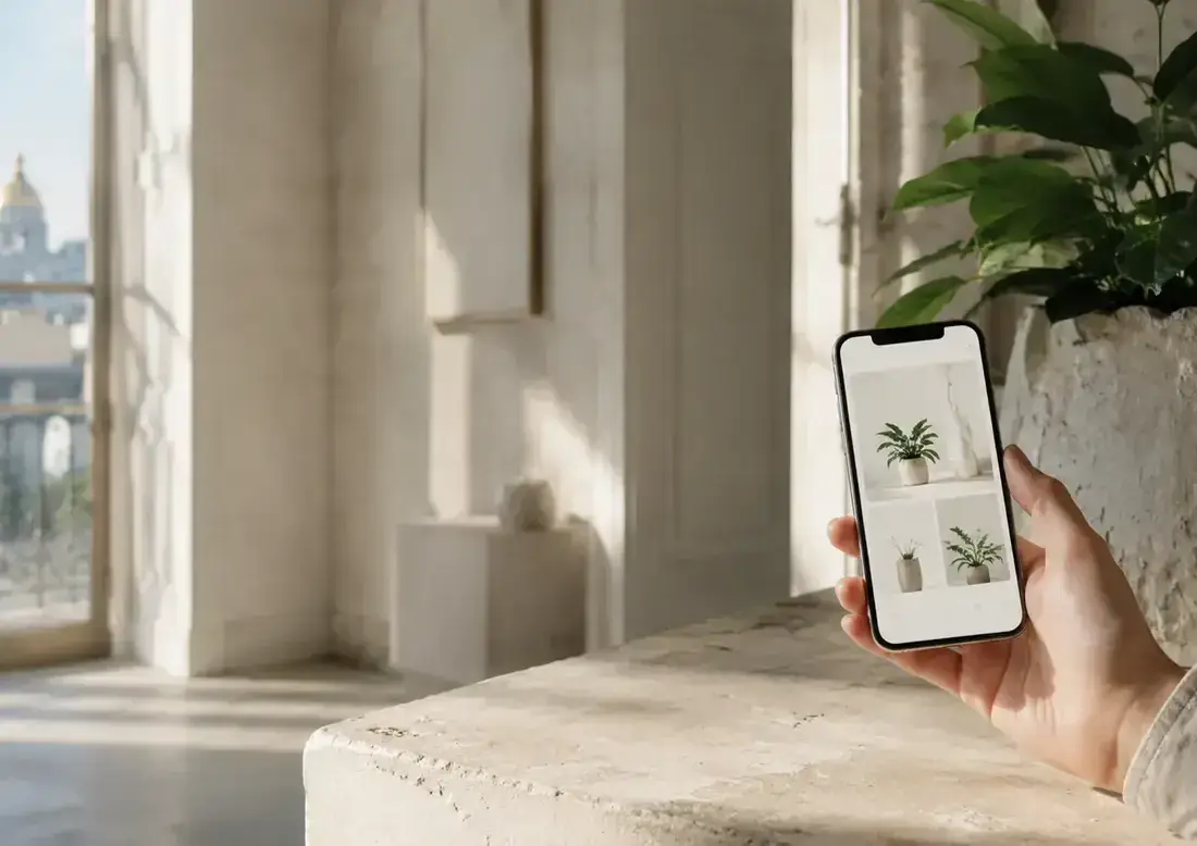 Plante et téléphone, illustration de la mission Amargi