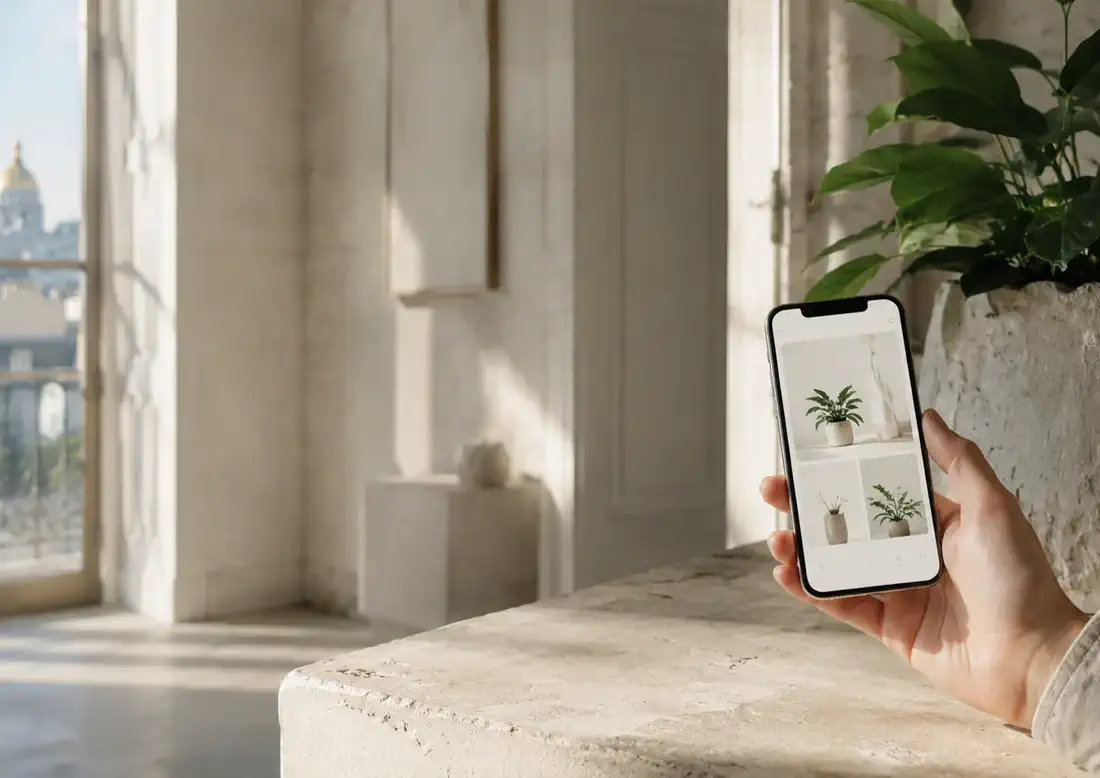 Plante et téléphone, illustration de la mission Amargi