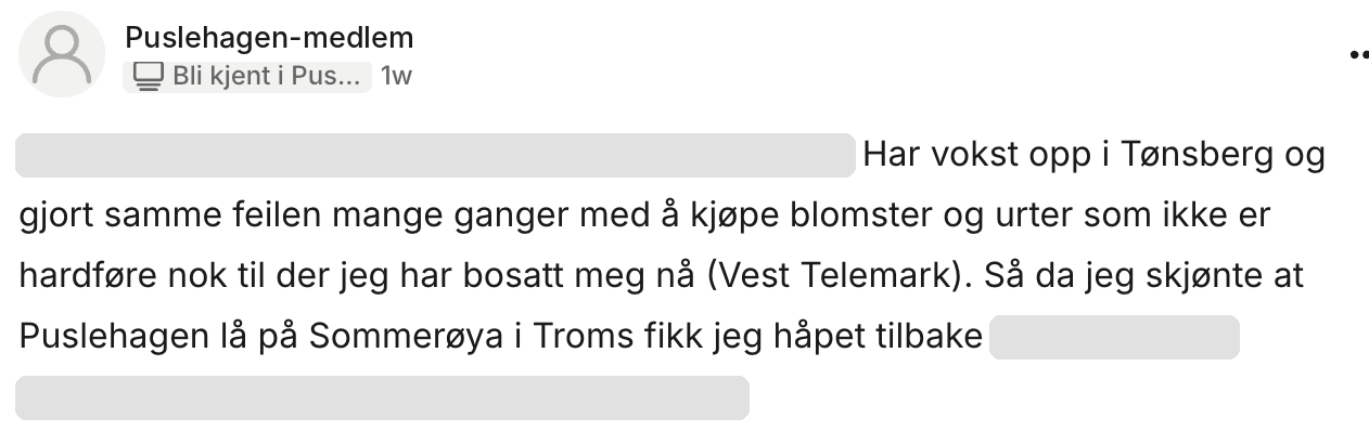 Innlegg fra et Puslehagen-medlem i Vest-Telemark
