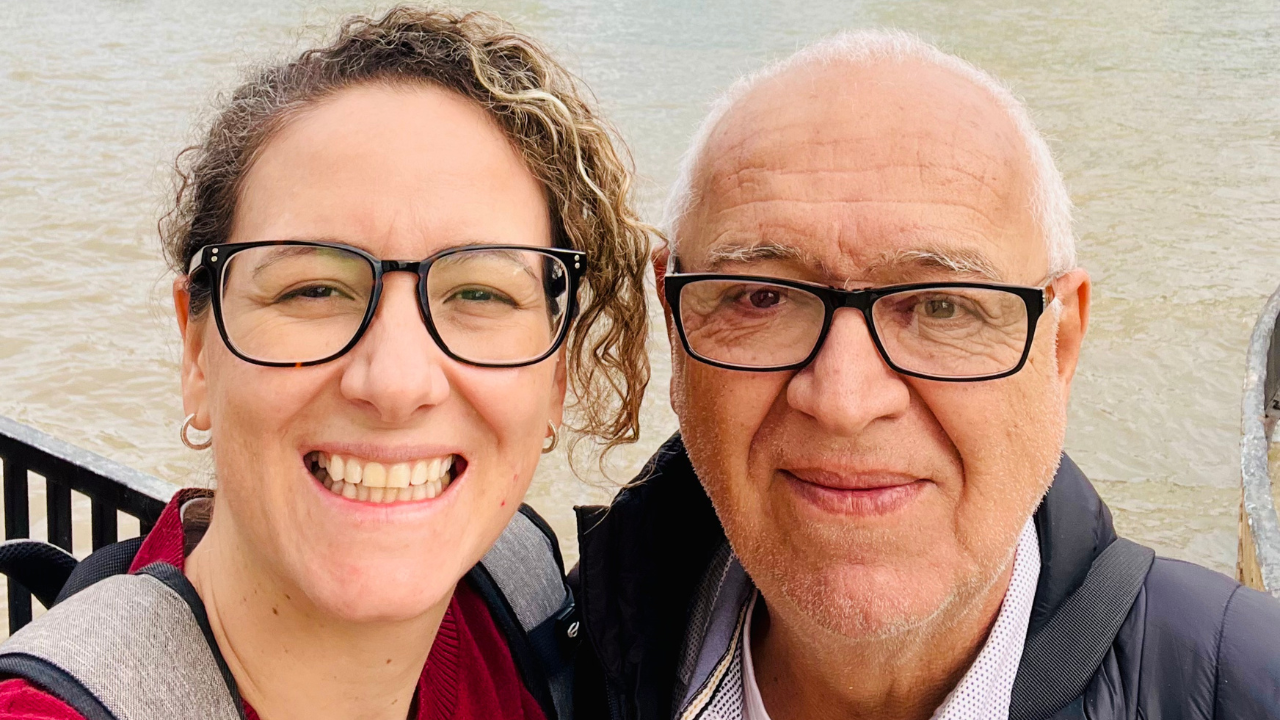 Dr Marcela Aguirre and her dad