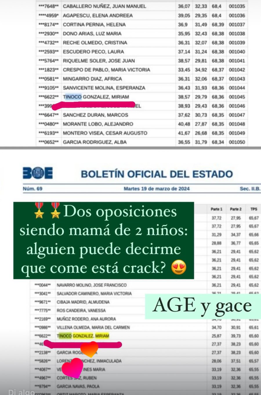 Testimonio BOE de Miriam Tinoco