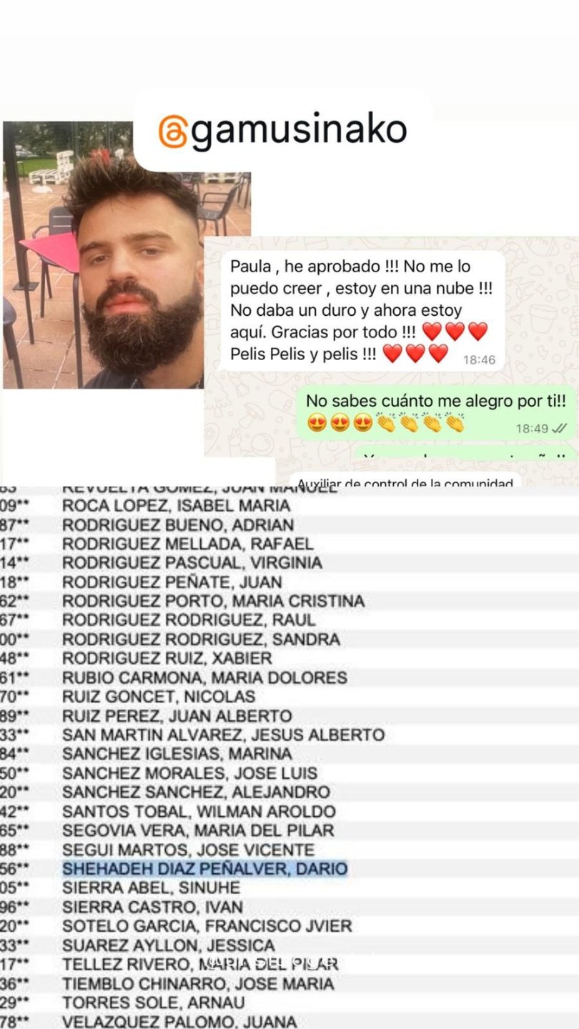 Testimonio BOE de Darío
