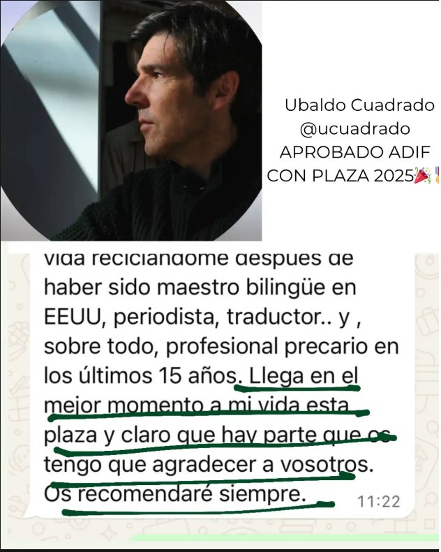 Testimonio de Ubaldo Cuadrado, aprobado ADIF 2025