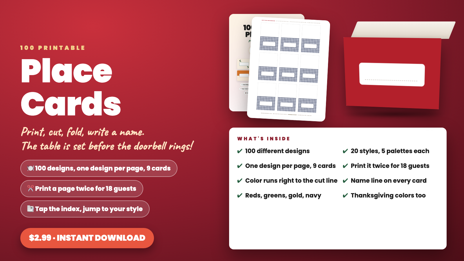 100 Printable Place Cards